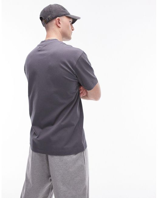 T-shirt premium oversize antracite con ricamo "another day" di Topman in Gray da Uomo