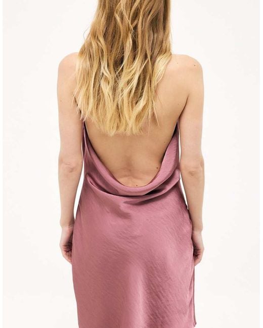 NA-KD Pink Halterneck Draped Satin Mini Dress