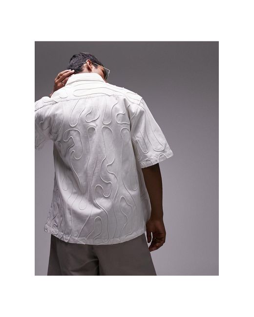 Topman Gray Short Sleeve Relaxed Wavy Textured Shirt for men