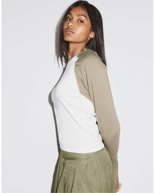 Stradivarius White Baseball-style Long Sleeve T-shirt