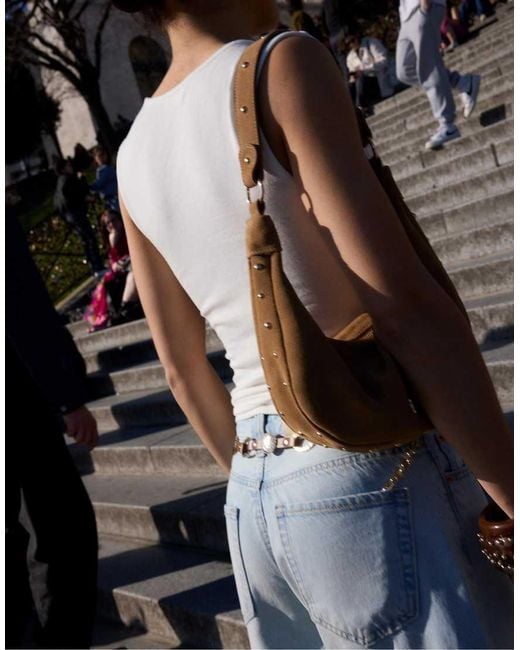 Stradivarius White Draped Double-Layer T-Shirt