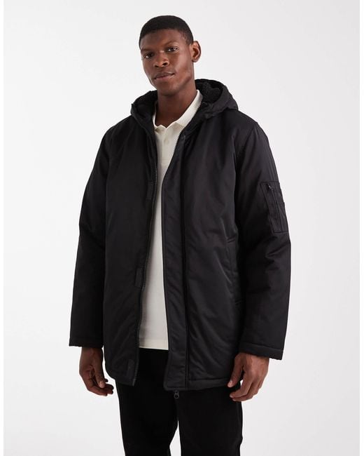 ASOS Black Mid Length Parka for men