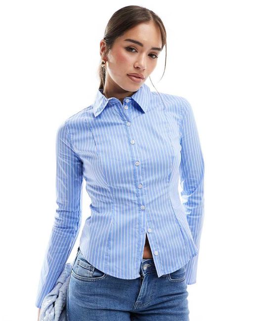 Bershka Blue Fitted Shirt