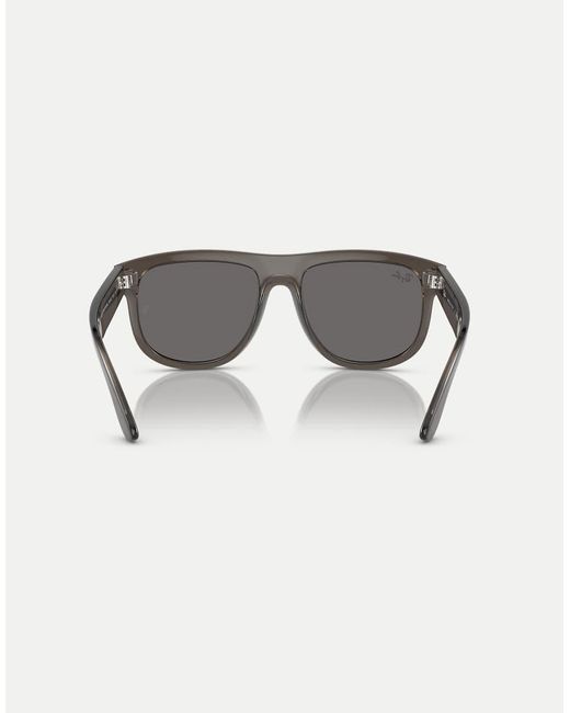 Ray-Ban Gray Boyfriend Square Sunglasses With Mirrored Lens