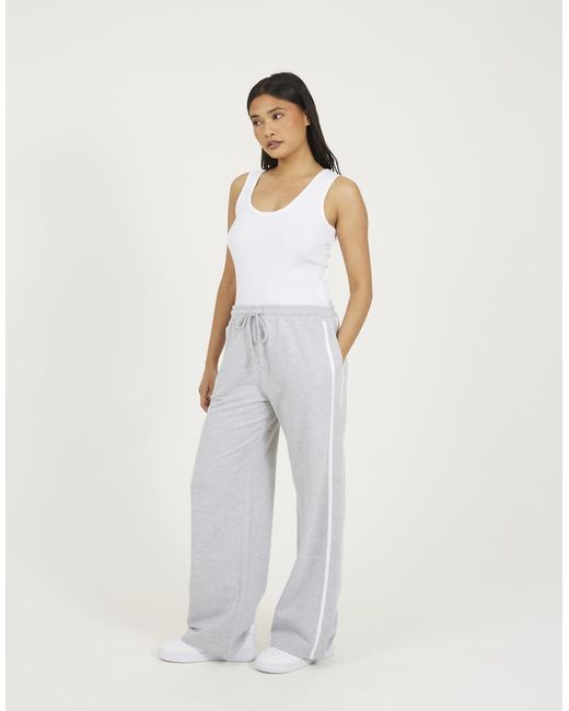 Brave Soul White Side Stripe Wide Leg Joggers