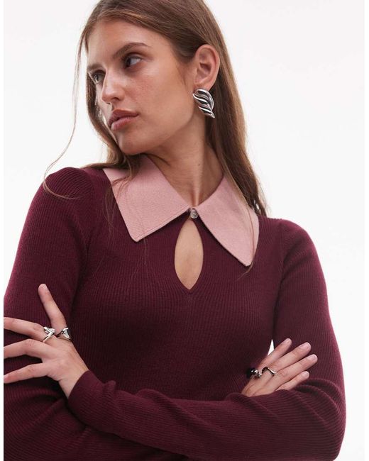 & Other Stories Red Wool Blend Knitted Top