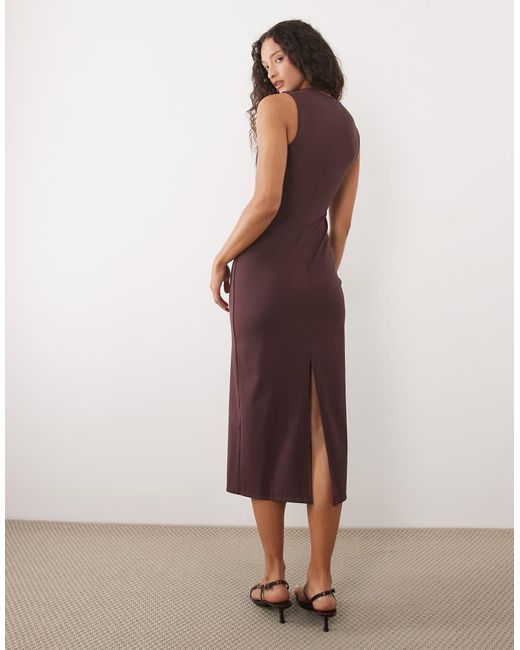 Mango Pink V Neck Sleeveless Midi Dress