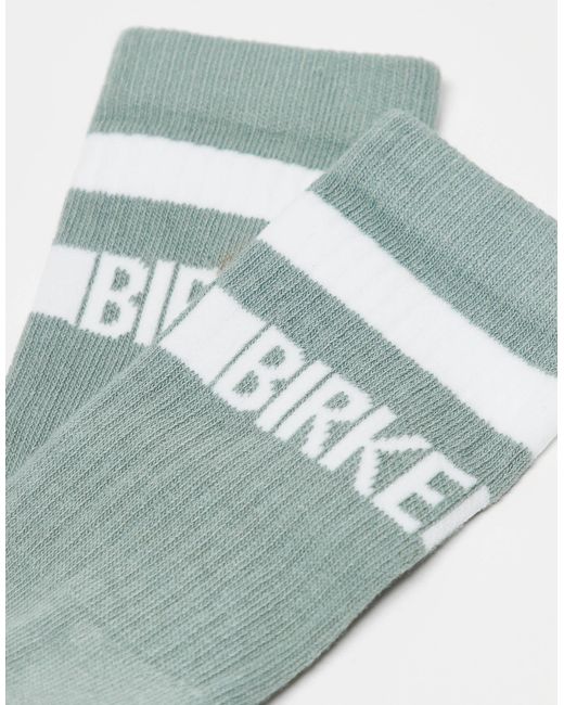 Chaussettes unisexes en coton avec bande rayée - sauge Birkenstock en coloris Blue