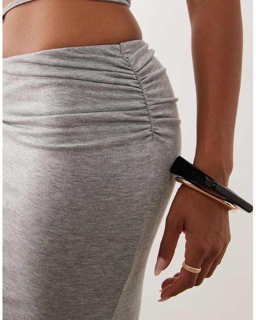 Missy Empire Natural Ruched Waist Detail Maxi Skirt