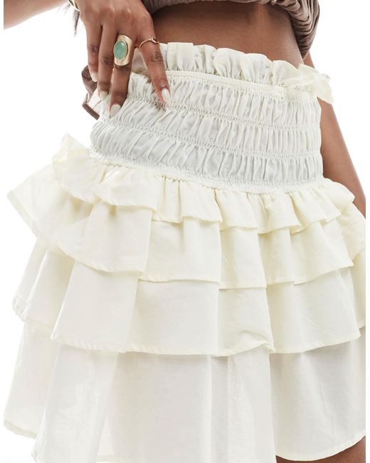 Mini-jupe à froufrous - ivoire ASOS en coloris White