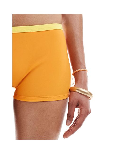 Collusion Orange Contrast Binding Swim Booty Shorts