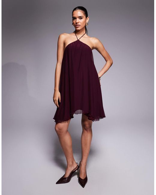 Fashionkilla Purple – neckholder-babydoll-minikleid