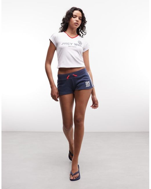 Juicy Couture White Co-Ord V Neck Juicy Wag Logo T-Shirt
