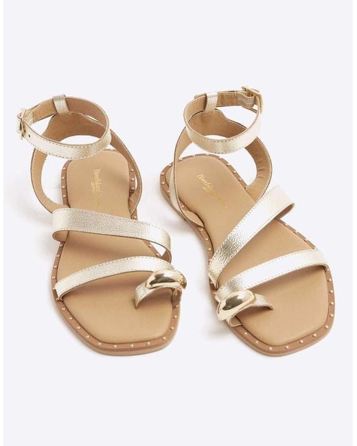 River Island Natural Studded Toe Clip Sandals