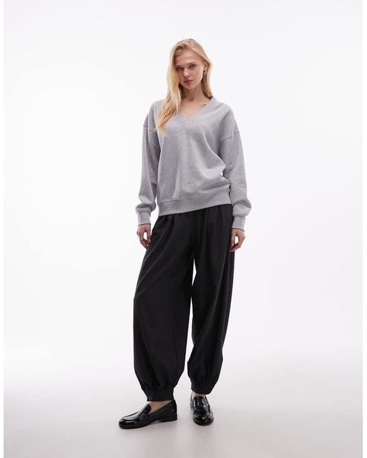 ARKET Gray Pure Cotton Oversized V Neck Sweatshirt