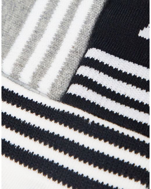 Socquettes à logo trèfle et 3 bandes - , gris et noir Adidas Originals en coloris Multicolor