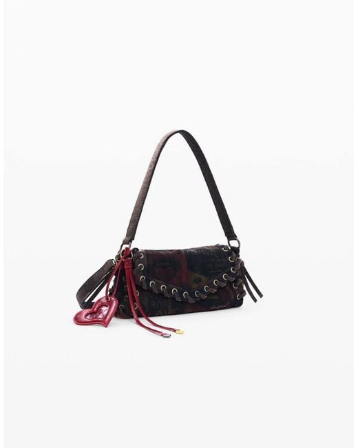 Desigual White Medium Graffiti Lips Bag