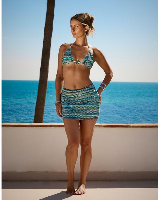 South Beach Blue X Sasha Corte-t Sequin Crochet Mini Skirt