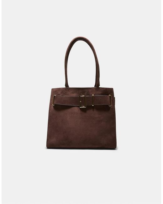 Stradivarius Brown City Shopper Bag With Buckle Detail