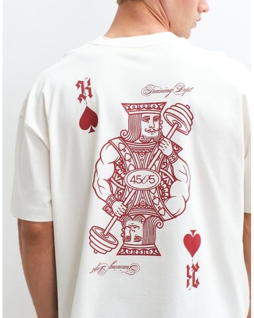 4505 White Heavyweight Cotton Oversized T-Shirt With Back Print for men