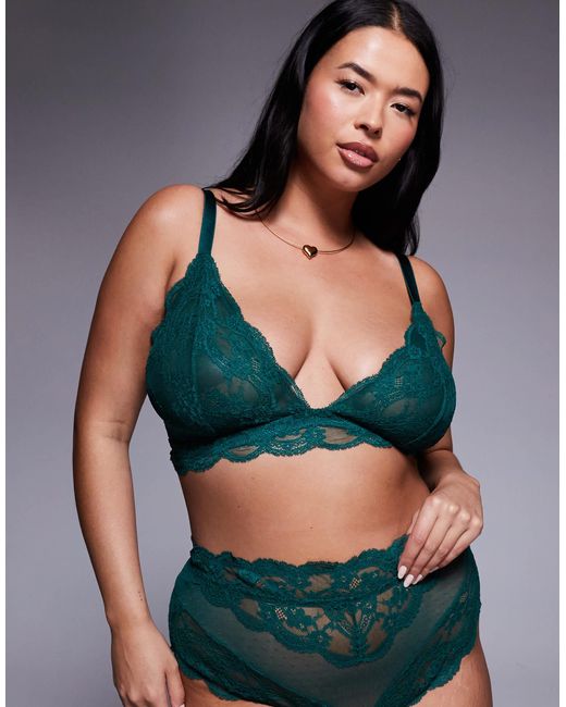 ASOS Green Asos Design Curve Lola Lace Longline Bralette