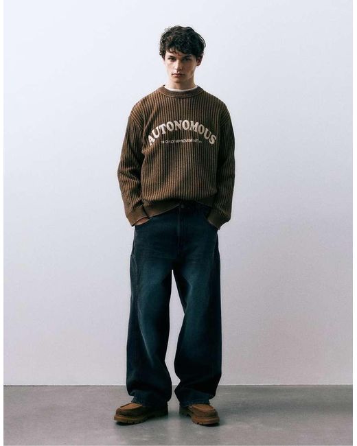 Pull&Bear Gray 'Autonomous' Sweater for men