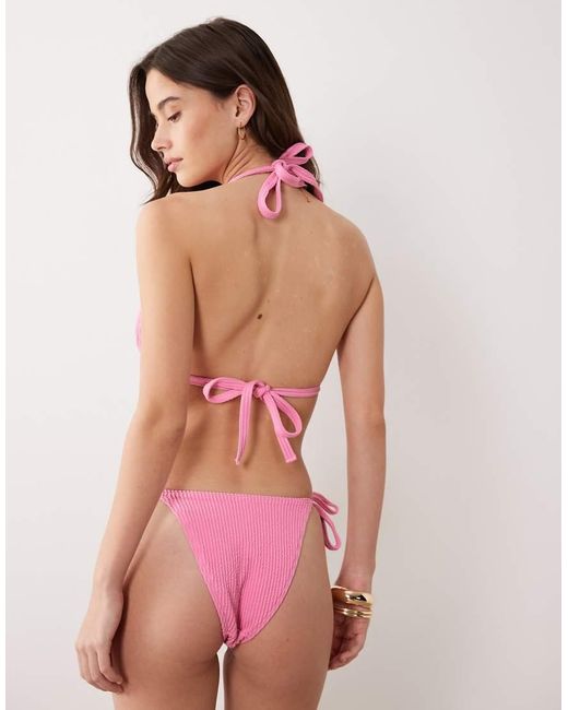 Peek & Beau Pink Crinkle Triangle Bikini Top