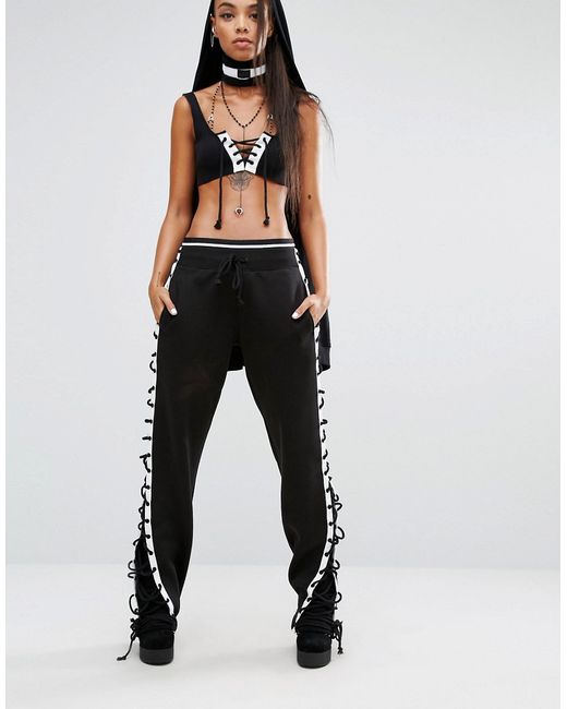 PUMA Fenty X By Rihanna Lace Up Sweatpants in Black | Lyst
