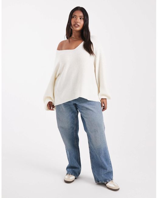 Threadbare White Plus – weiter flauschiger pullover