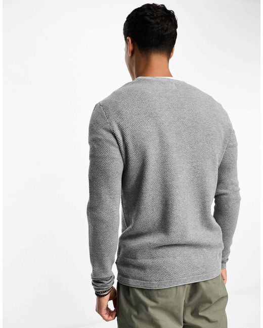 Only & Sons – strukturierter strickpullover in Gray für Herren