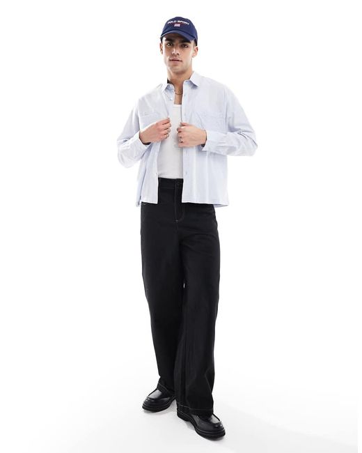 Pull&Bear Overhemd Met Lange Mouwen En Geruite Textuur in het White voor heren