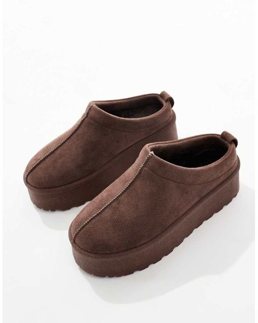 SEQWL White Slip On Flatform Mules