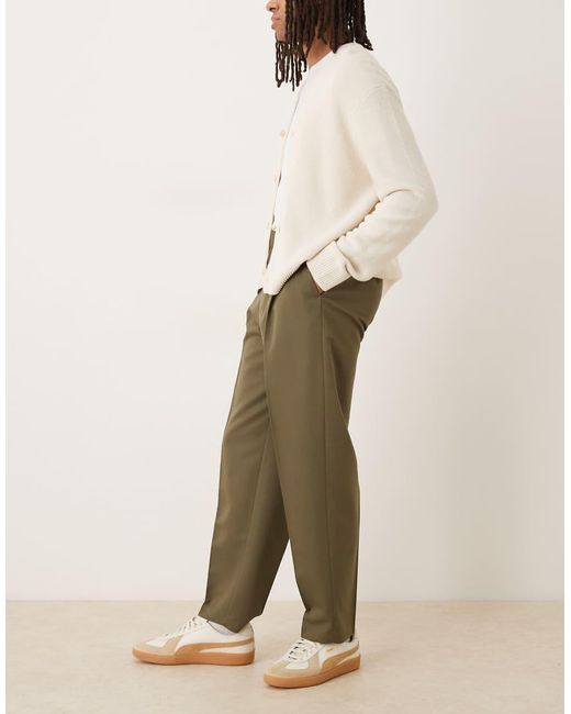ASOS Natural Tailored Oversized Tapered Pants With Front Pleats for men