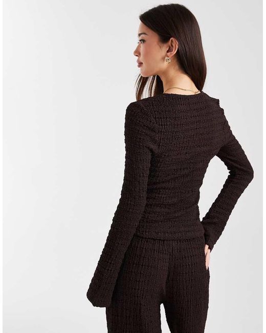 ASOS Black Mix & Match Textured Square Neck Flare Sleeve Top