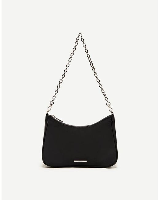 Bershka White Satin Crossbody Bag With Chain