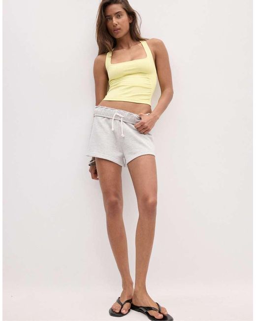 Stradivarius Yellow Seamless Square Neck Top