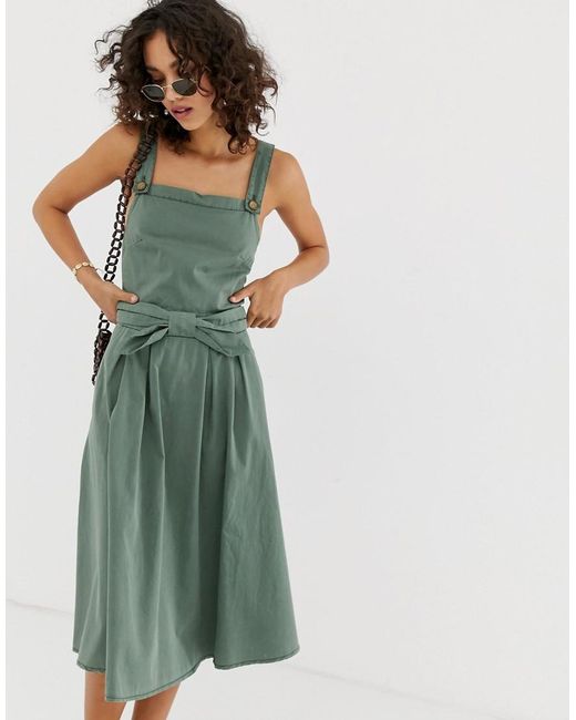 Vero Moda Cotton Midi Pinafore Dress in 