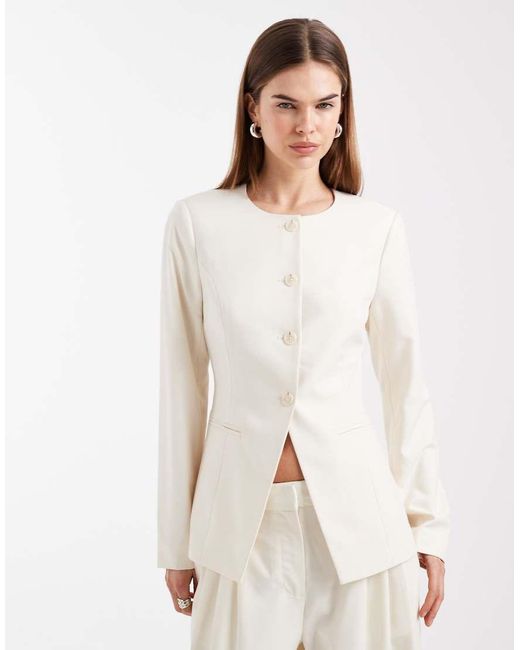 Vero Moda White Tailored Collarless Fitted Blazer Co-ord