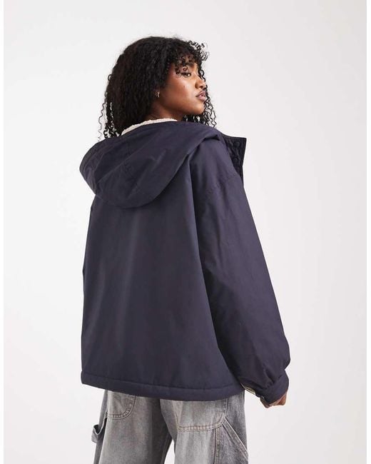 ASOS Blue Oversized Fleece Lined Rain Coat