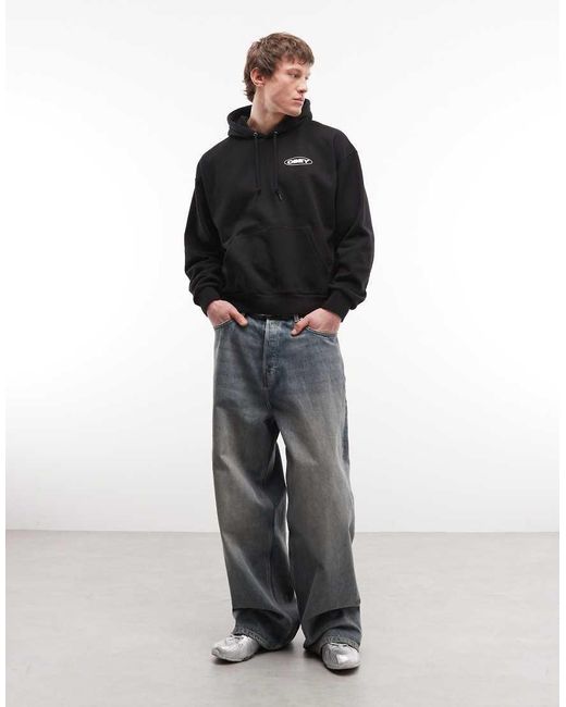 Obey Black Oval Cities Hoodie With Back Print for men
