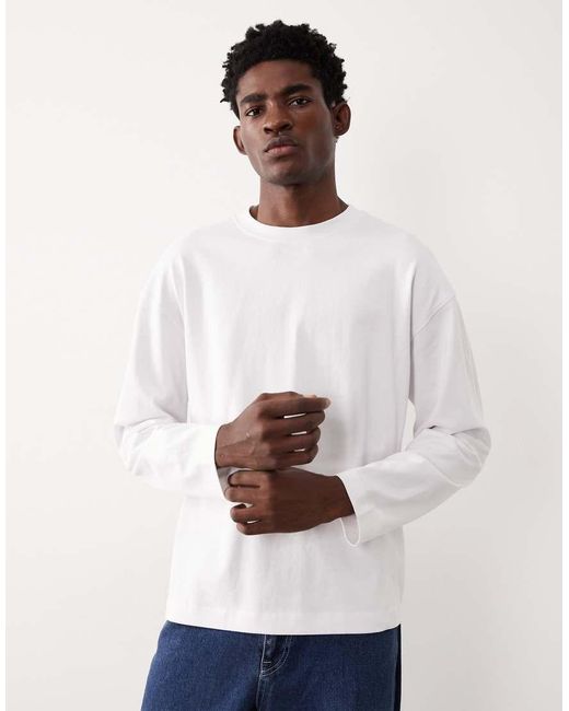 ASOS COLLECTIVE White Oversized Super Heavyweight Long Sleeve T-shirt for men