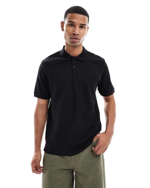 Jack & Jones Black Textured Polo for men