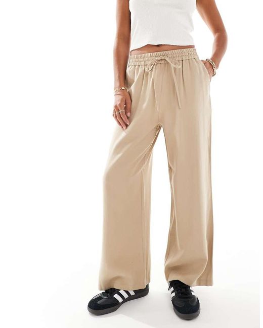 Miss Selfridge Zachte Broek Met Wijde Pijpen En Trekkoord in het Natural