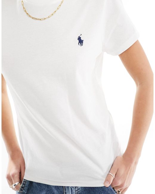 T-shirt girocollo bianca con logo di Polo Ralph Lauren in White
