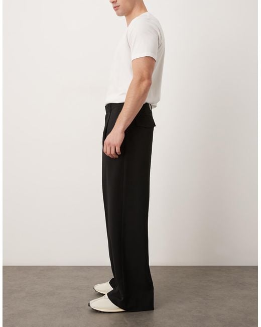 ASOS Black Smart Loose Leg Trousers for men