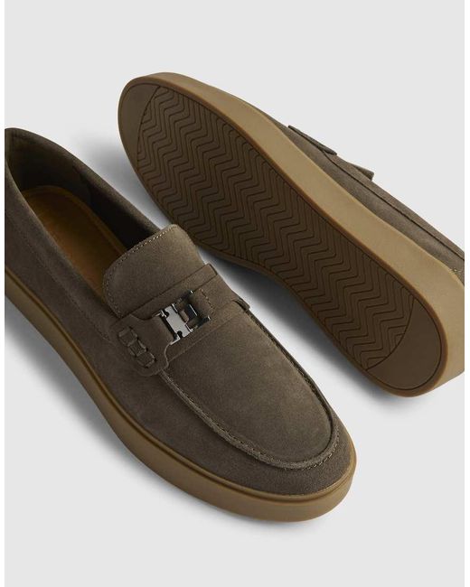River Island Green Suede Buckle Loafers for men