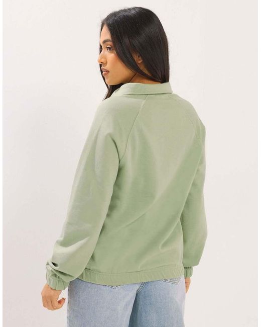 PixieGirl Green Petite Button Collar Sweatshirt