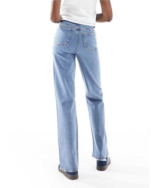 Vaqueros Elásticos De Pernera Recta Cómoda De Tall ASOS de color Blue