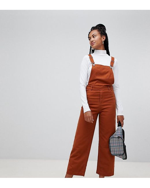 Monki Denim Wide Leg Dungarees With 