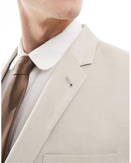 ASOS White Slim Suit Jacket With Linen for men